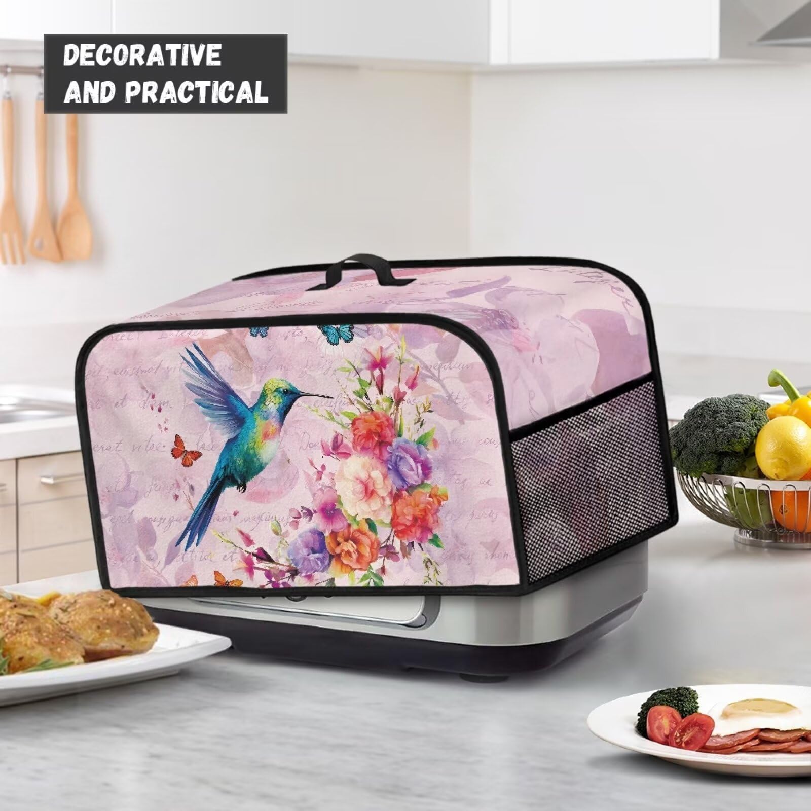 Annejudy Slow Cooker Cover Water Proof Slow Cooker Protection Cover with Top Handle and Side Pockets Small Appliance Accessories Keep Appliance Clean, Birds Floral Blossom
