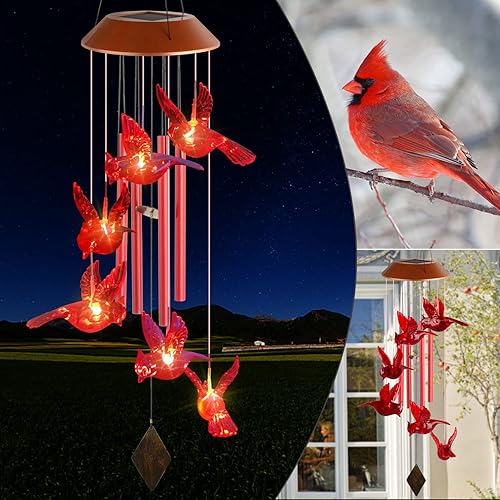 Miniatura 7 de Campanilla de viento solar de colibrí que cambia de color al aire libre, decoración de jardín, regalo de abuela, regalos para mamá, regalos de