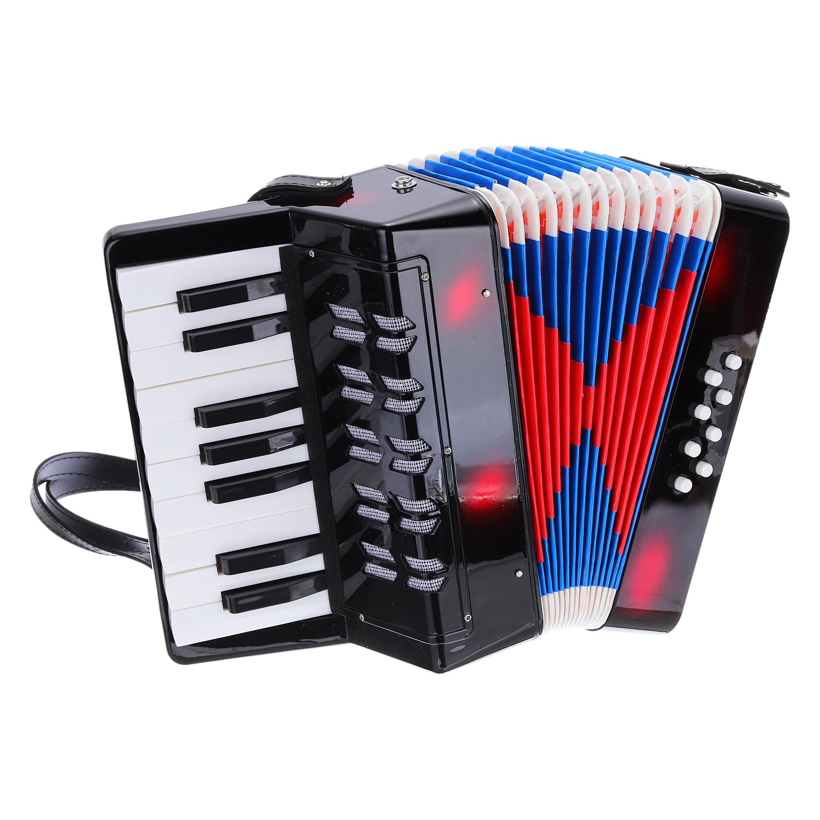 sourcing map Fisarmonica, 17 tasti, 8 tasti basso, fisarmonica giocattolo mini strumento musicale leggero per adulti principianti educativo, nero