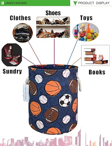 Miniatura 5 de Langyashan - Cesto de almacenamiento plegable de tela de lona para dormitorio, ropa, habitación del bebé, juguetes y cesta de regalo