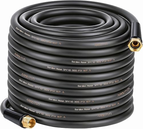 Garden Hose 3/4" x 100ft 5-Layer Heavy Duty Brass Rubber Hose with 1000 PSI Burst Pressure – Kink Resistant Flexible All-Weather Outdoor Hose for Yard Car Wash Pets Black