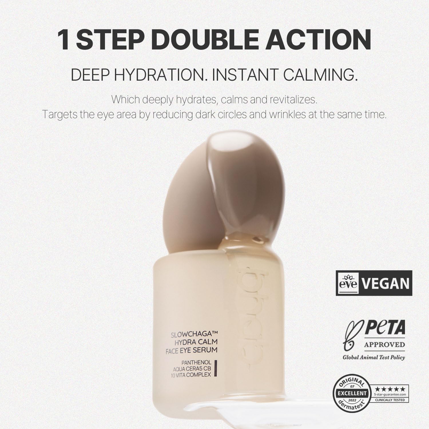 BHAB SLOWCHAGA Hydra Calm Face & Eye Serum - Hydrating Korean Serum with Panthenol & Ceramide for Barrier Repair, Soothing Sensitive Skin, Glass Skin Glow, 1.69 fl oz (50ml) - Image 2