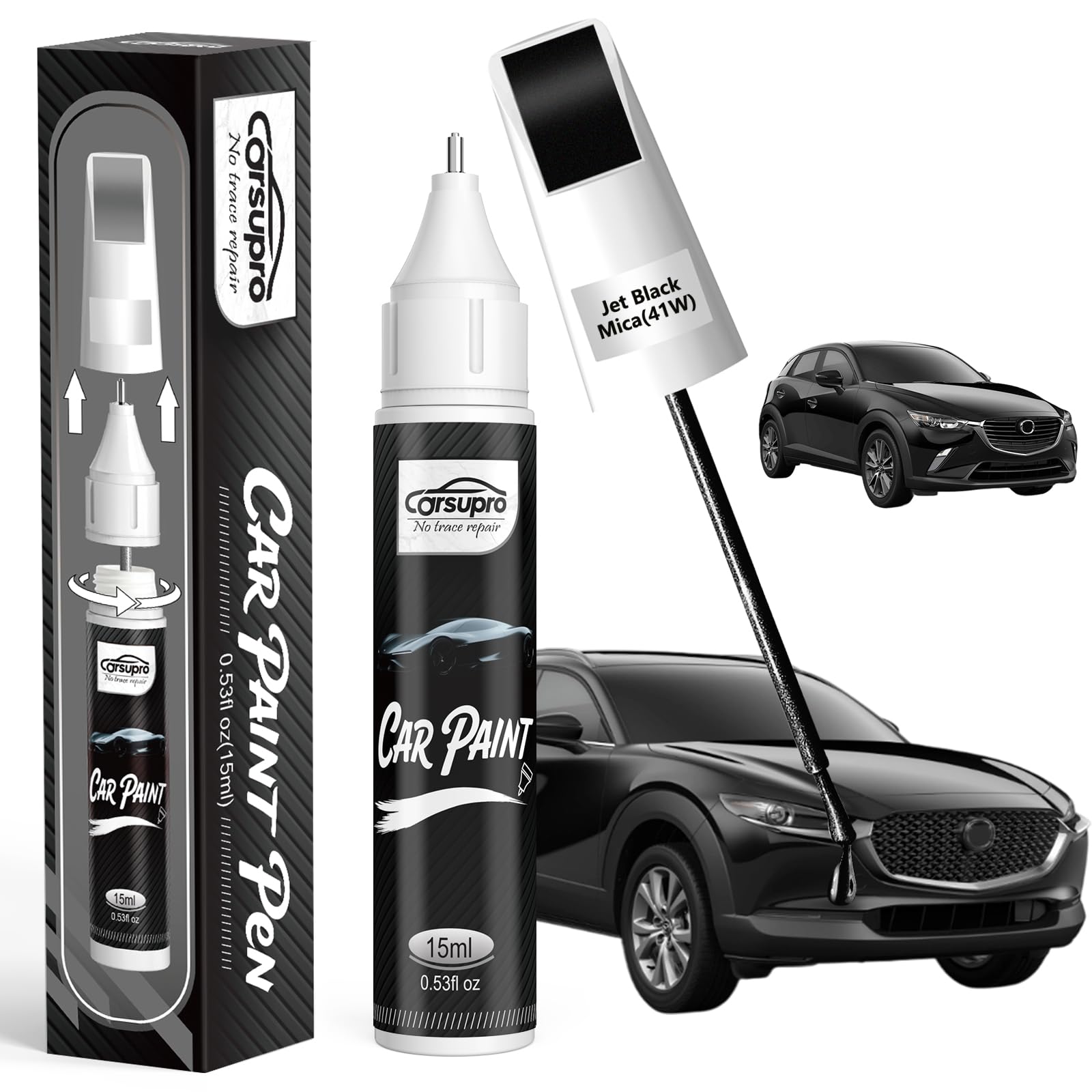 【paint-k】こちらからご購入ください Amazon.com: Jet Black Mica(41W) for Mazda Touch Up Paint Pen, 2 in