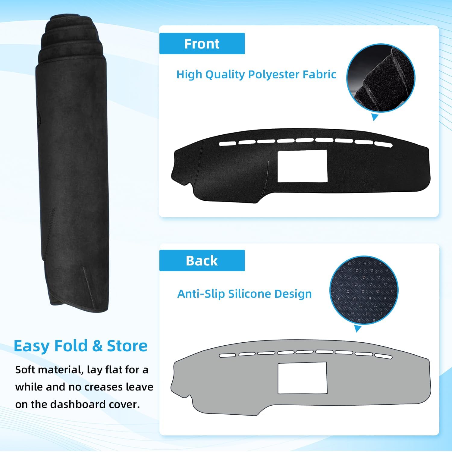 Dashboard Dash Cover Mat for Ford F150 2009 2010 2011 2012 2013 2014 Polyester Custom Fit Ford F-150 F 150 Dash Cover (F150 2009-2014, Black)