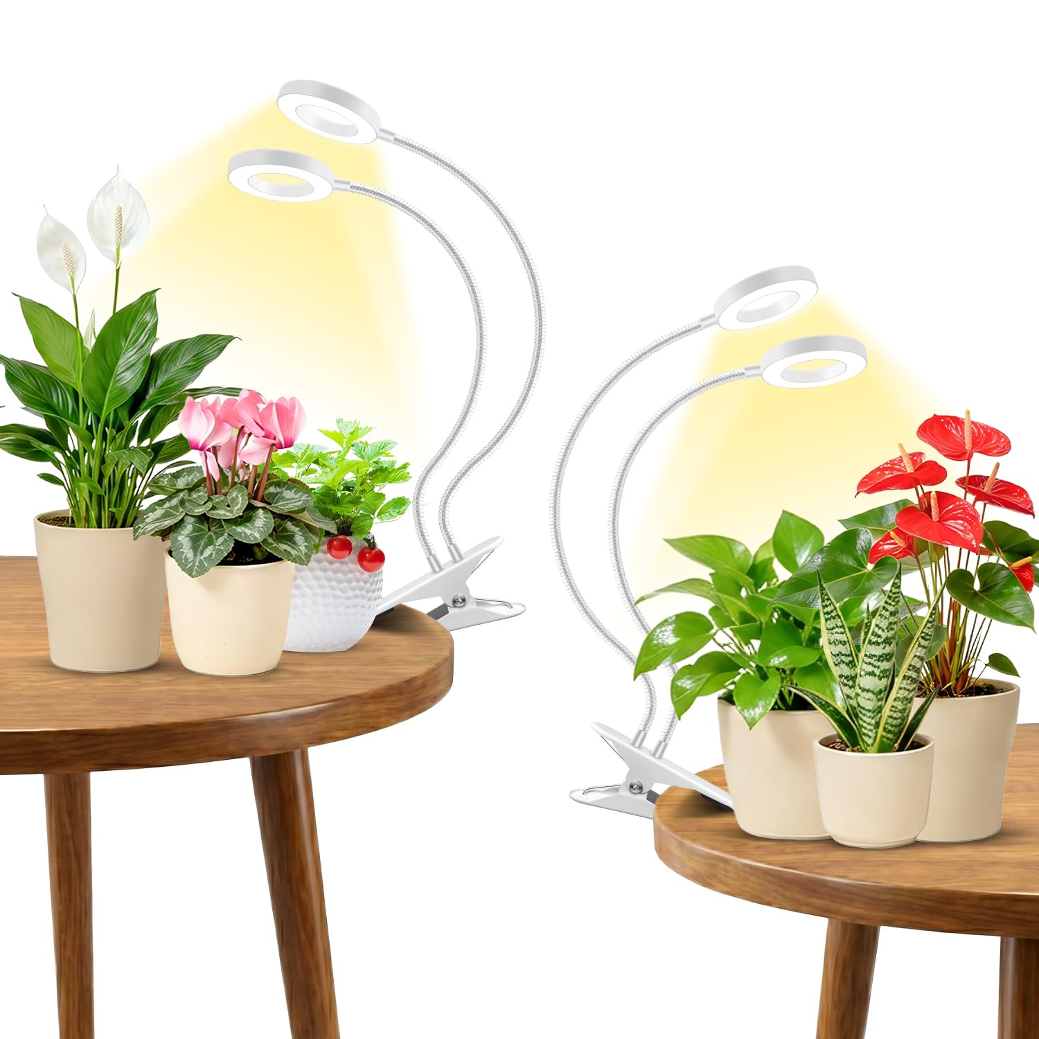 Lampe de croissance LED à spectre complet, 96 LED avec clip, lampe de croissance LED à spectre complet avec minuterie automatique 6/12/16 heures, 3 modes, col de cygne 360 °, 5 niveaux de
