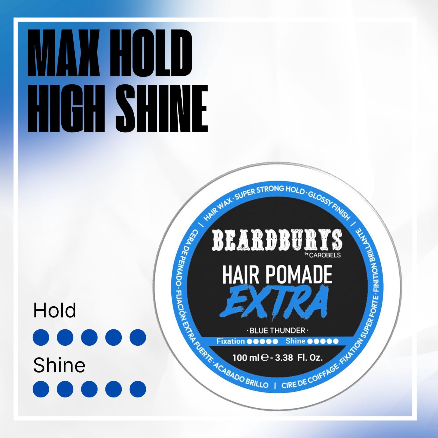 Beardburys Extreme Hold – Pomada do włosów dla mężczyzn, stylizacja i wykończenie, wosk o bardzo mocnym chwycie i wysokim połysku, na bazie wody, łatwa do zmycia, dodaje objętości – 100ml
