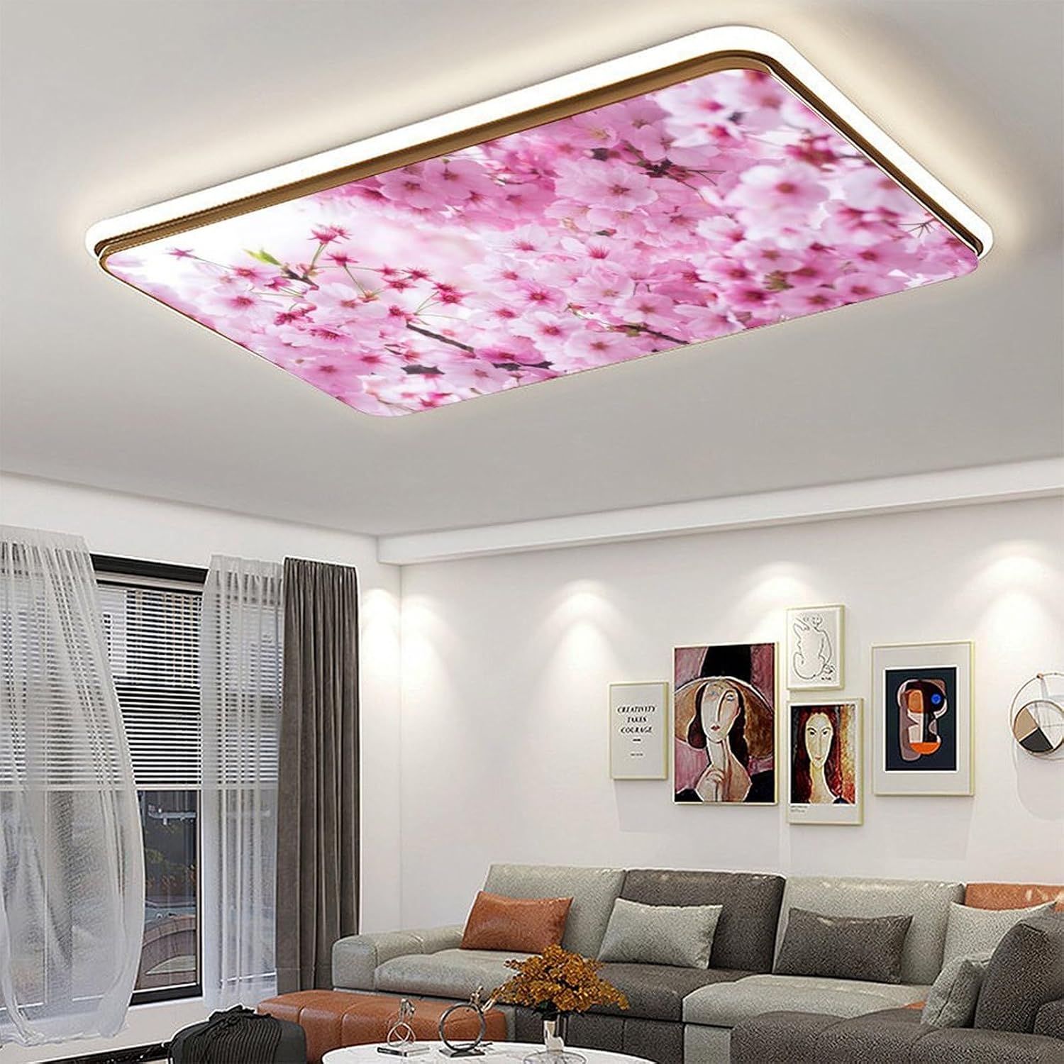 2 Pack Fluorescent Light Cover for Classroom, Oriental Cherry Leaf Drop Ceiling Decorative Film Filter,Pink Cherry Eliminate Harsh Glare Causing Eyestrain and Headaches image 5