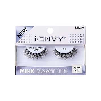 I-ENVY Mink Impact Lite - 100% 3D Mink-Like Vegan Lashes, Lightweight & Comfortable, Natural Fluffy, Invisible Band, All-Day Wear Undetectable False Eyelashes