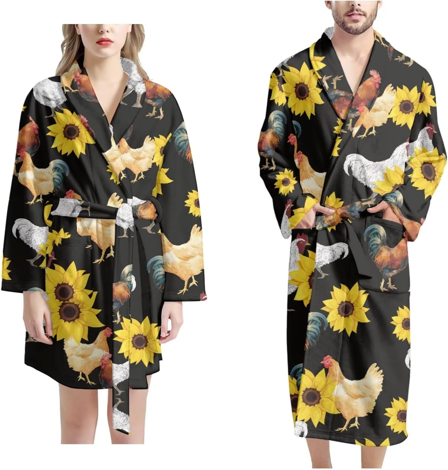 POLERO Couple Robes for Men Women Long Sleeve Kimono Bathrobe Lightweight Towel Robe with Pockets