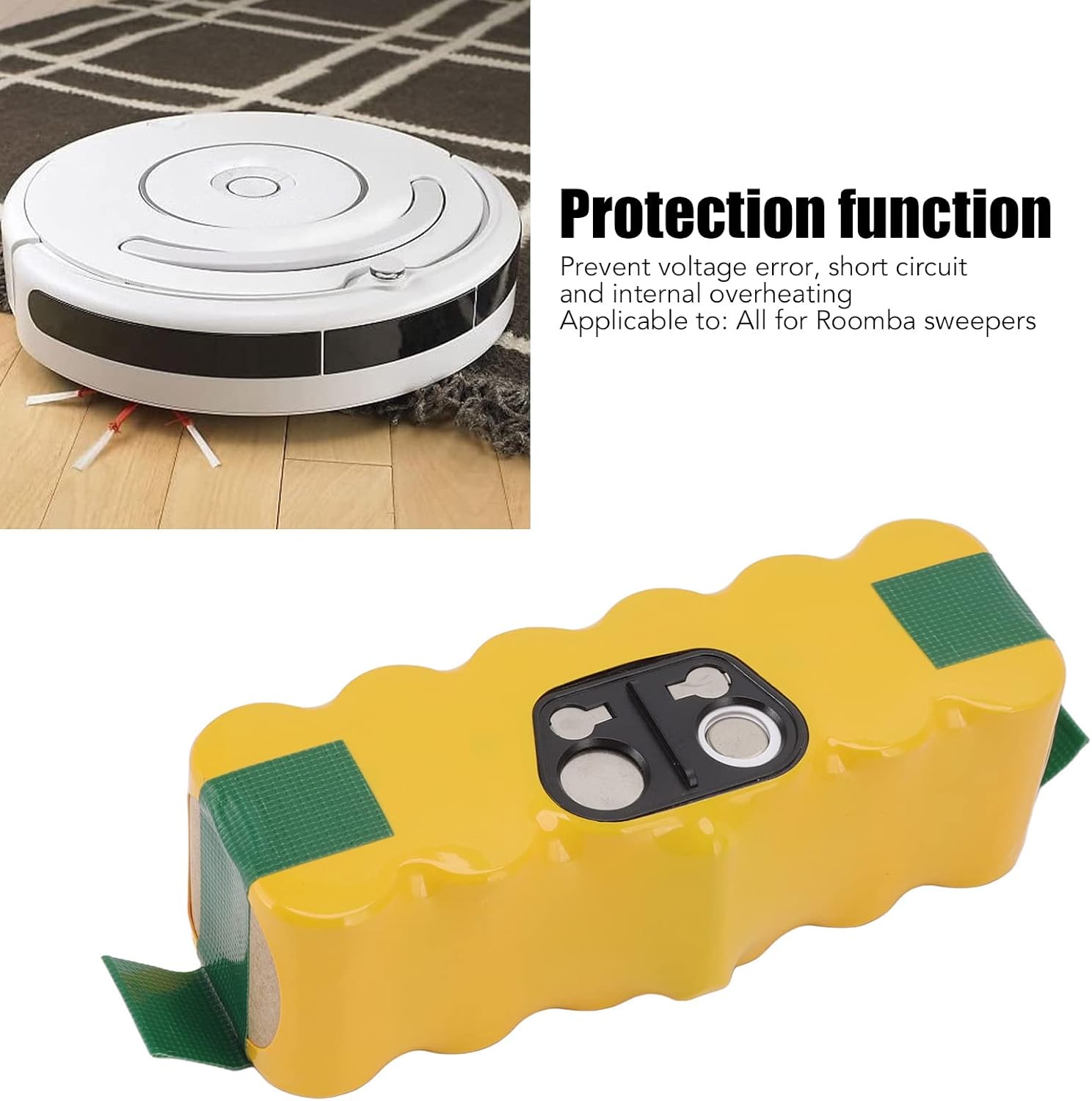 14.4V Sweeper NiMH Battery with Protection Function 3500MAH Large Capacity Sweeper Battery Pack Compatible with IrobotRoomba