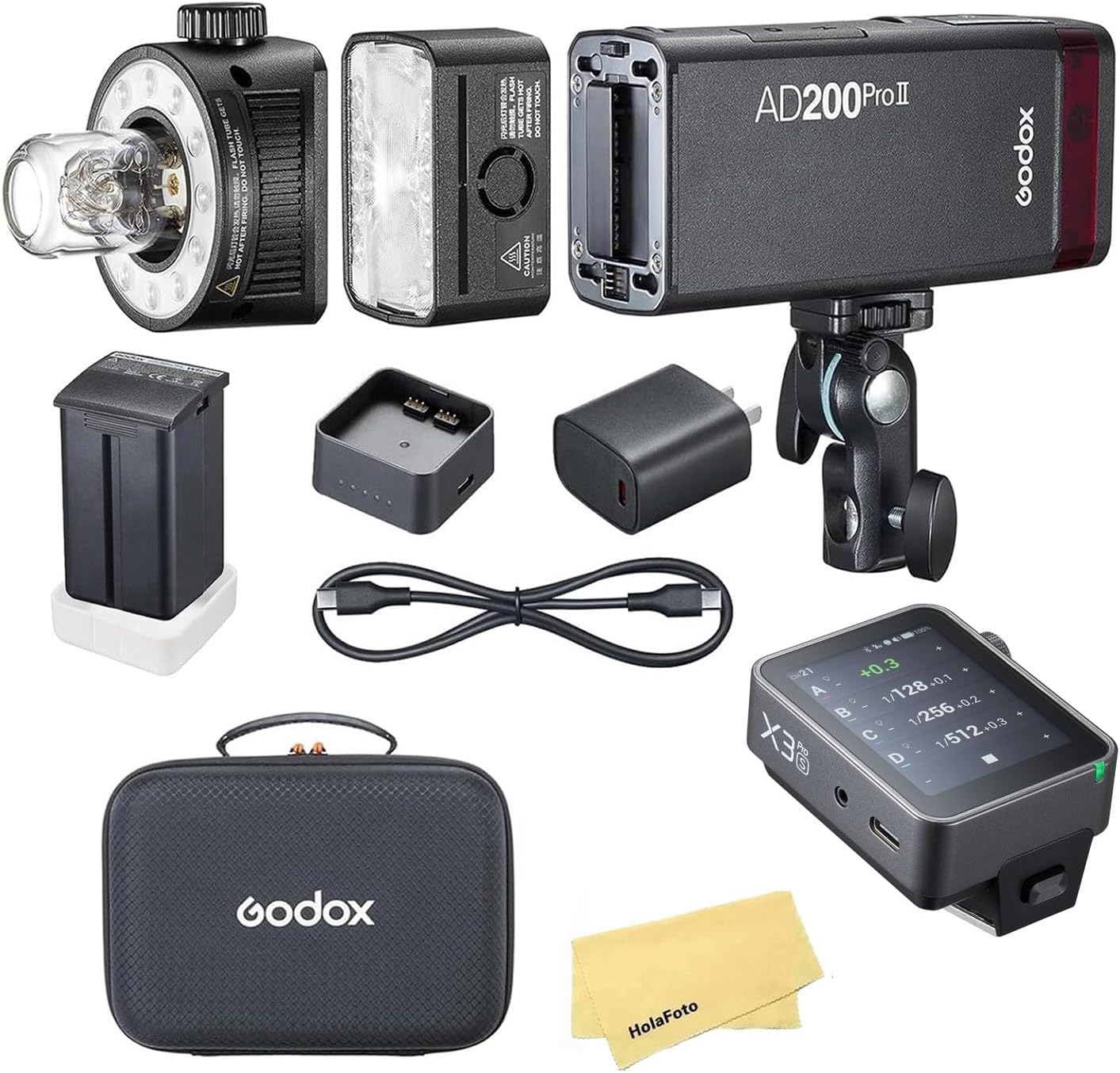 Godox AD200 Pro II 2.4G Pocket Flash Strobe with X3Pro S Flash Trigger for Sony Cameras,500 Full Power Flashes,0.01-1.8s Recycling,2900mAh Battery,Bi-Color Modeling Lamp(Godox AD200ProII)