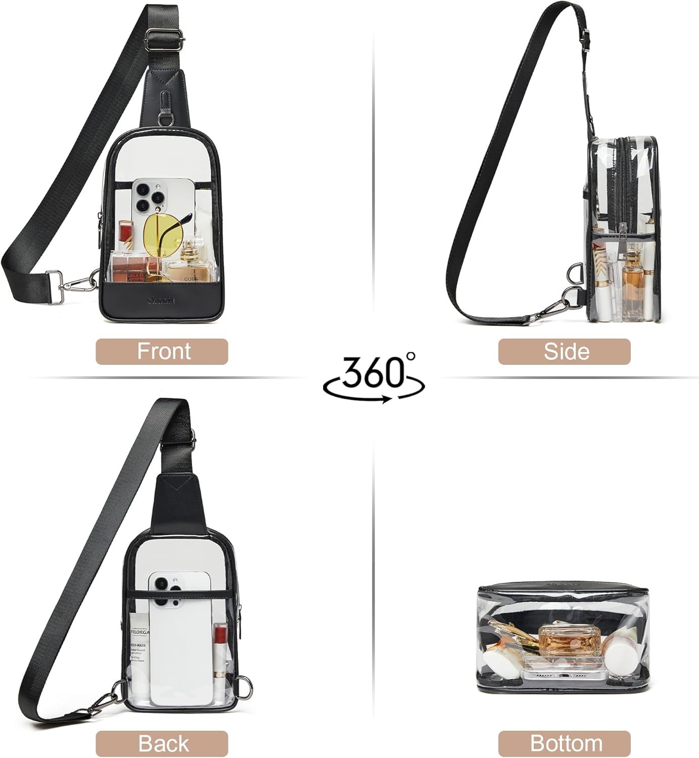 Shrrie Clear Bag for Stadium Events Transparent Crossbody Sling Bag for Women & Men - Stadium Approved, Concerts & Sports - Image 6