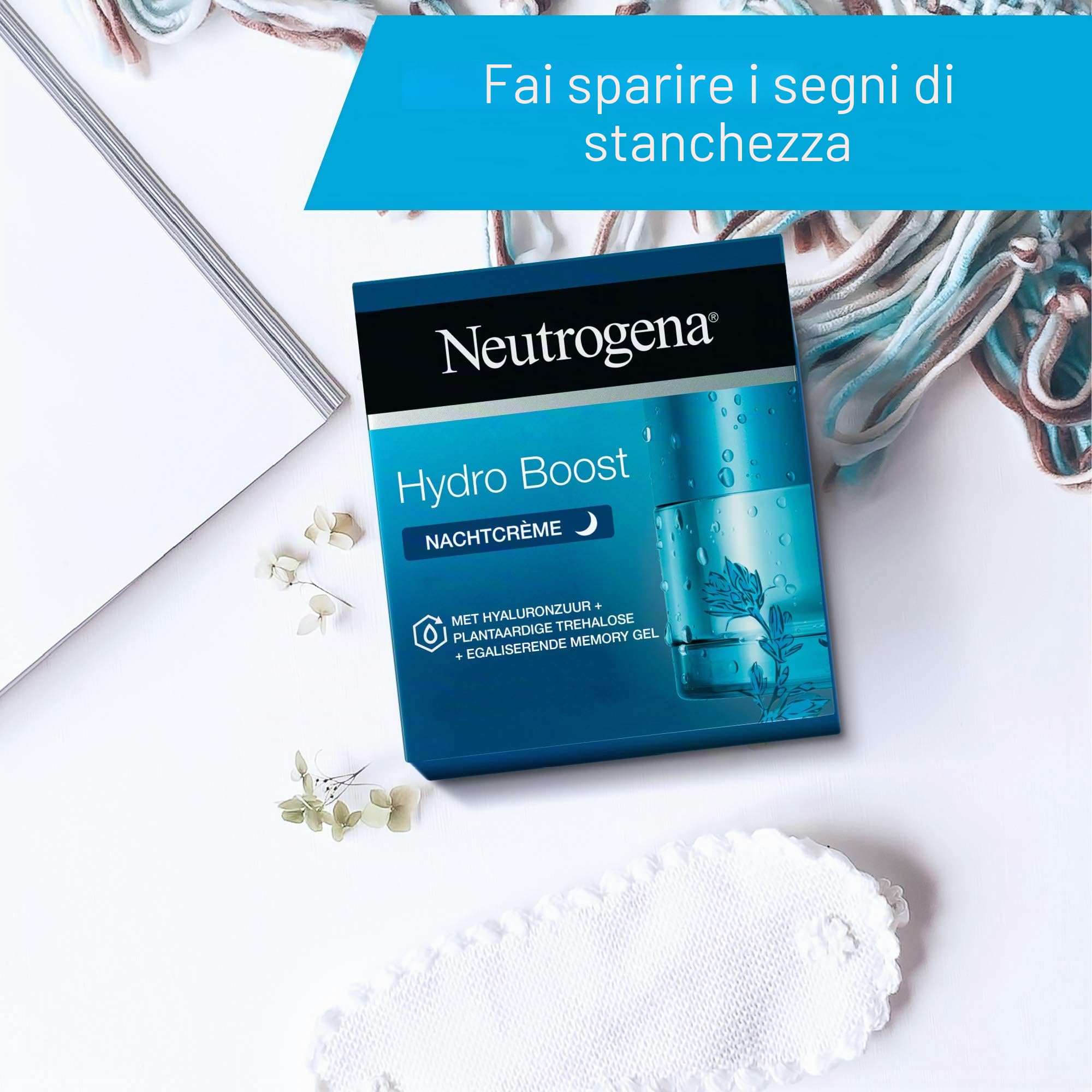 Neutrogena Hydro Boost crema notte rigenerante viso con acido ialuronico puro idratante crema viso per pelle liscia 50 ml