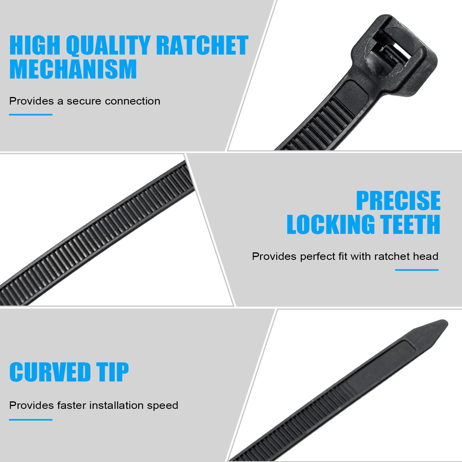Reallnaive Kabelbinder aus Nylon, 30,5 cm, robust, 54,4 kg, Zugfestigkeit, schwarz, für drinnen und draußen, 1500 Stück