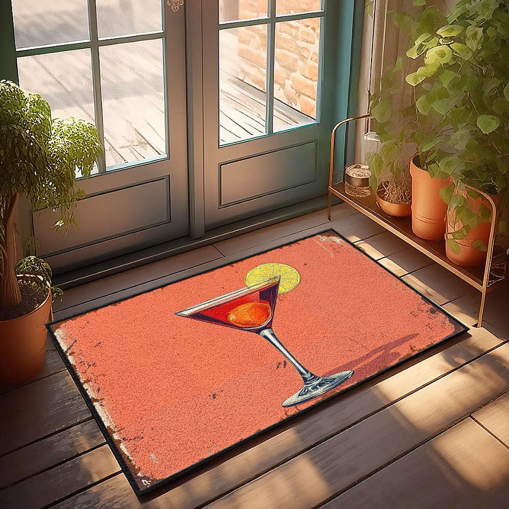 Tapis rétro de qualité supérieure motif martini et tranche de citron