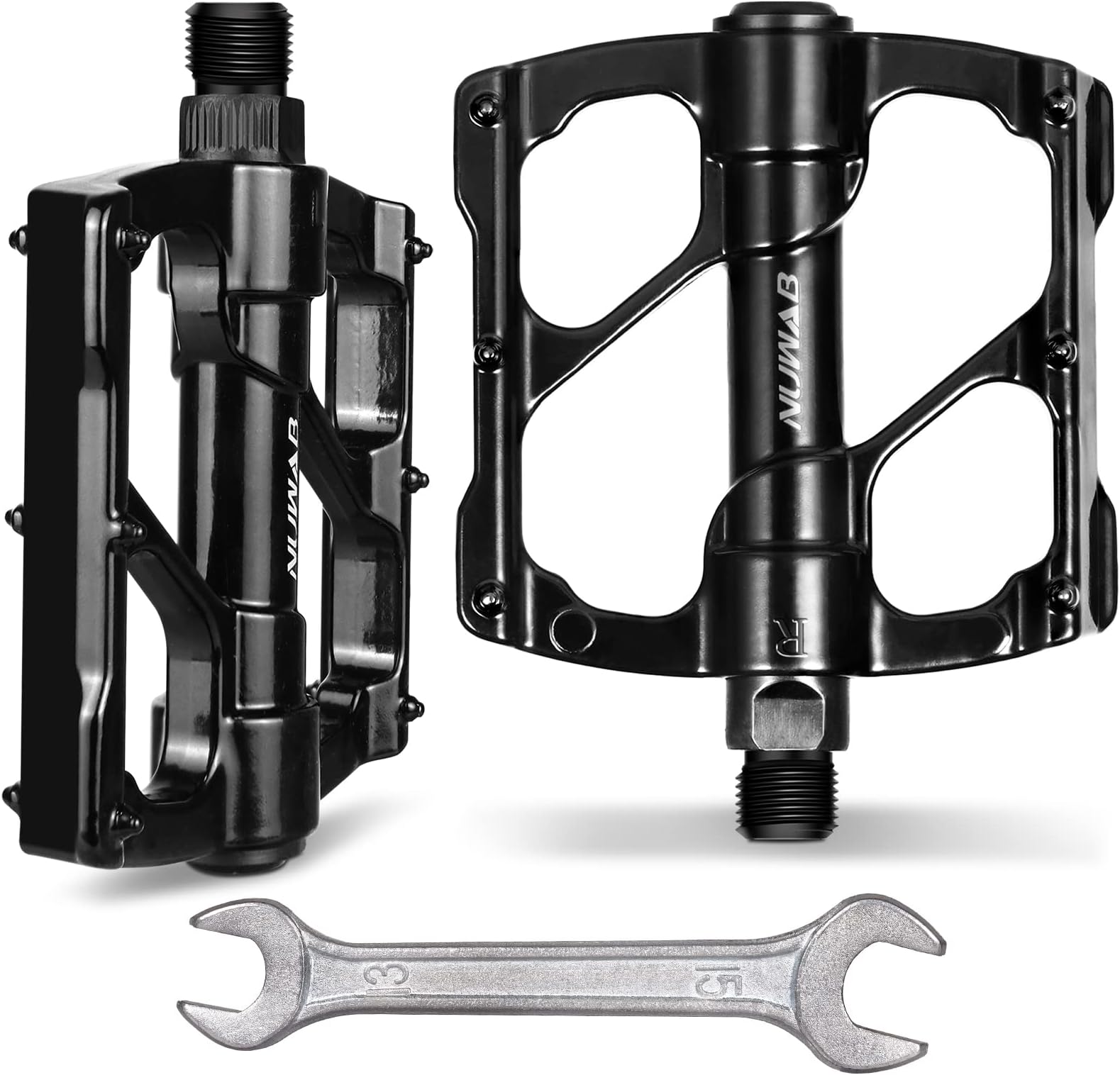 NUWAB Premium Bike Pedals, 3 Sealed Bearings Bicycle Pedals, 9/16inch Threads of Bike Flat Pedal, Aluminum Alloy Bicycle Cycling Pedals, Come With Installation Wrench