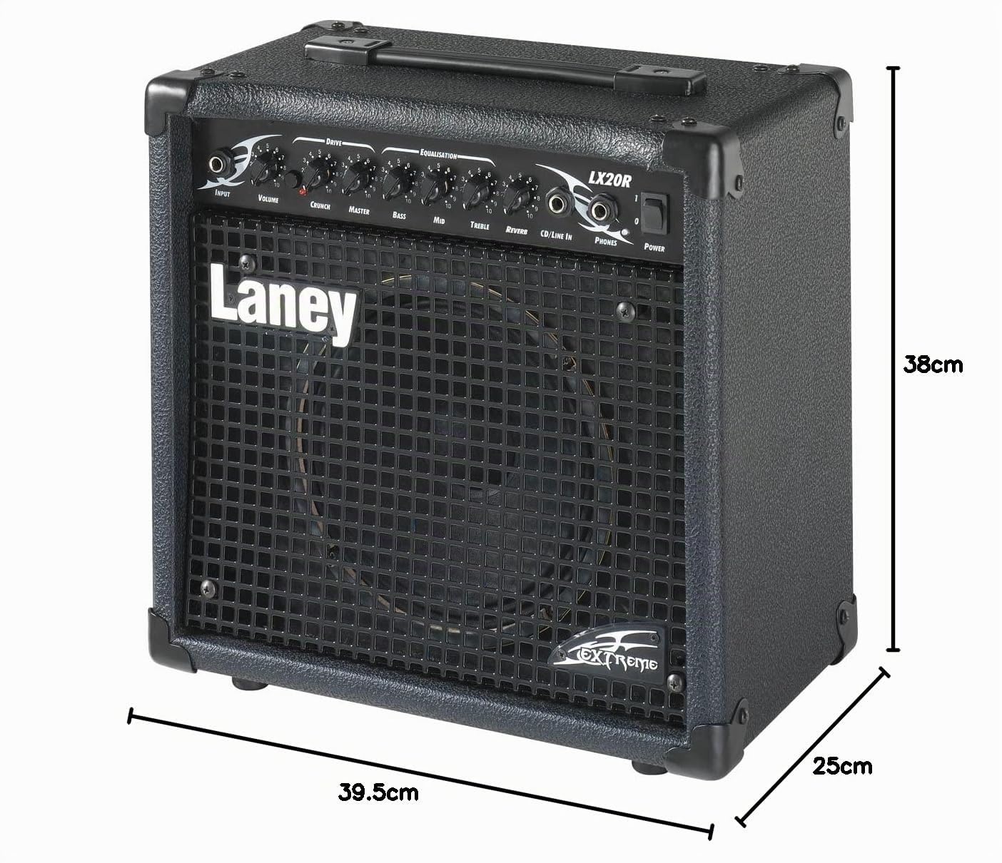Laney LX20R - 20W E -Gitarrenverstärker - Compact 20 Watt -Übungsverstärker mit Reverb, Laufwerk, 3 -Band -EQ, Aux -Eingang zum Aufbrechen - ideal für Anfänger und Heimgebrauch - Schwarz