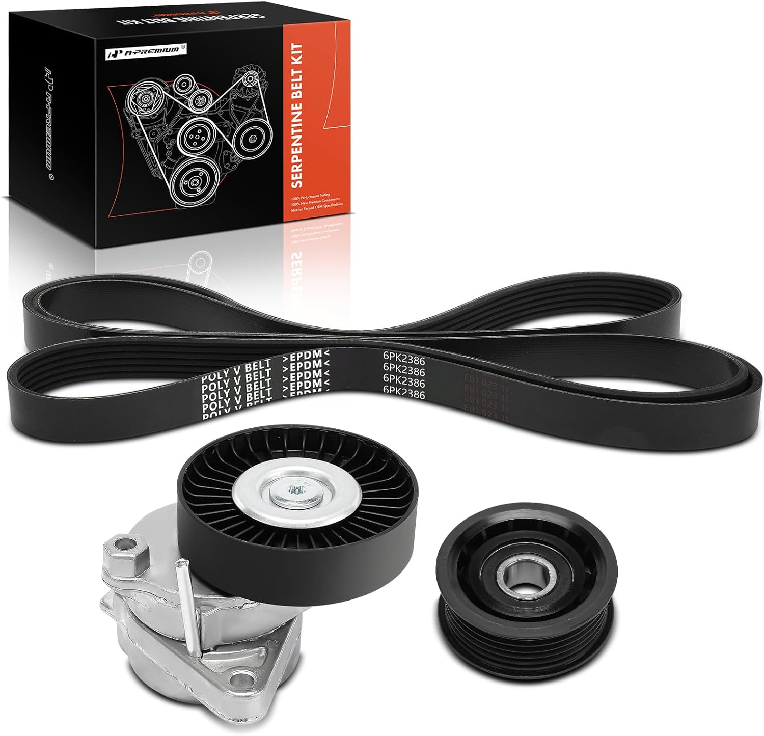 A-Premium Engine Serpentine Belt Drive Kit Compatible with Mercedes-Benz C240, C55 AMG, E320, E500, S430, S500, CLS500, G500, SL500, SLK55 AMG, CL500, CLK320 - SOHC V6 2.6L 3.2L, V8 5.0L 5.4L 5.5L
