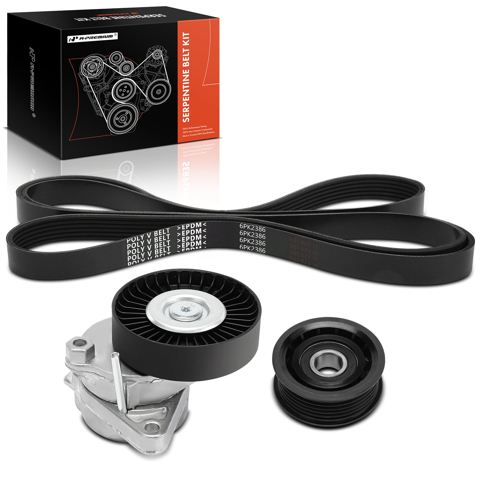A-Premium Engine Serpentine Belt Drive Kit Compatible with Mercedes-Benz C240, C55 AMG, E320, E500, S430, S500, CLS500, G500, SL500, SLK55 AMG, CL500, CLK320 - SOHC V6 2.6L 3.2L, V8 5.0L 5.4L 5.5L