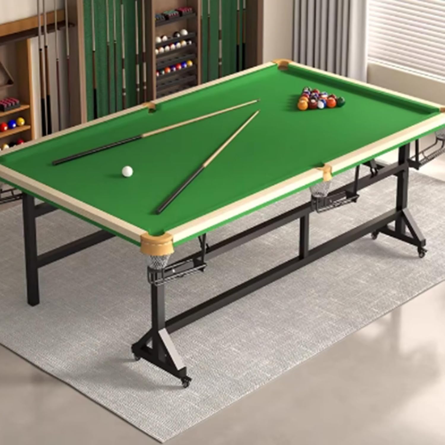 Professional Billiard Table, Complete Pool Table Set with All Accessories for Home Game Room