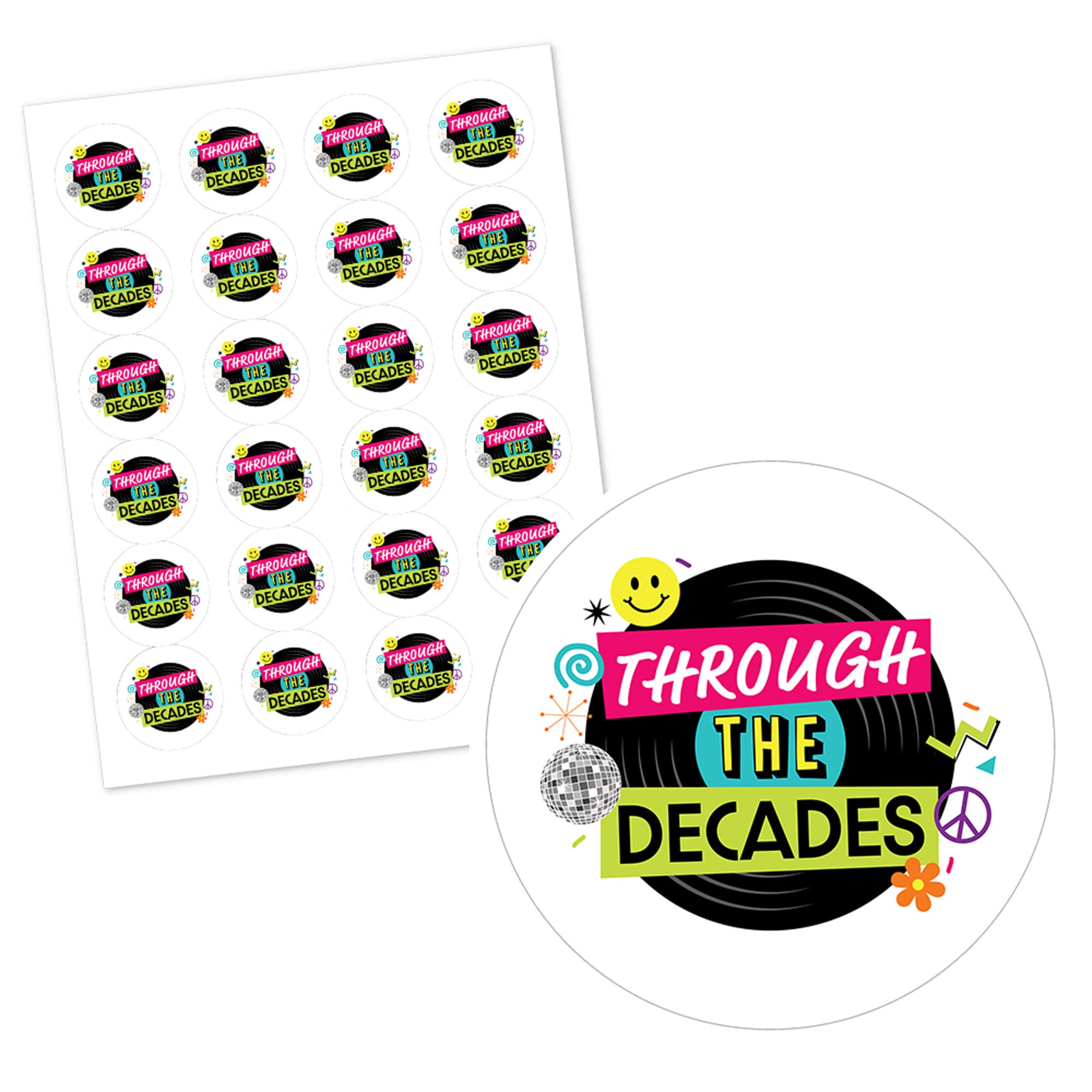 Big Dot Of Happiness Through The Decades - Mini Candy Bar Wrappers, Round Candy...