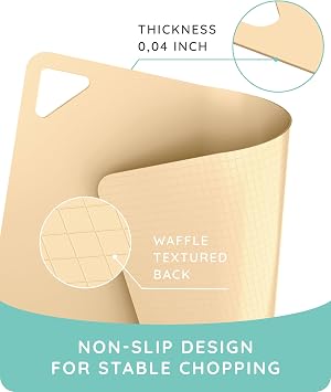 Extra Thick Flexible Cutting Boards for Kitchen, Cutting Mats for Cooking, Colored Cutting Mat Set, Non-Slip Cutting Sheets, Flexible Plastic Cutting Board Set of 3, Serving Utensils 15x12