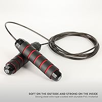 Vista 2 de Limm Adjustable Jump Rope for Workout - All-Purpose Exercise Jump Rope Kids & Adults Love with Tangle-Free, Comfortable Foam Handles - Best Rojo