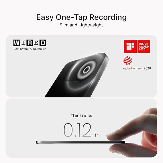 Comulytic Note Pro AI Voice Recorder, Unlimited Transcribe & Summarize, AI Note Taking Recording Device w/Case, App Control, 113 Languages for Calls, Meetings, Lectures, Interviews, Black