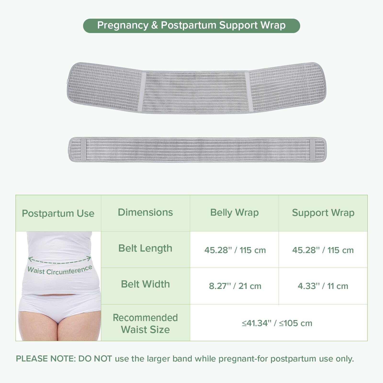 haakaa Banda abdominal para embarazadas y postparto, 2 en 1, látex natural, talla única, color gris