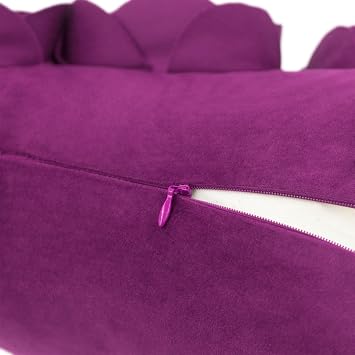 JWH 3D Flower Throw Pillow Cover Decorative Handmade Floral Pillow Case Soft Velvet Pillowcase Lumbar Cushion for Bed Living Room Chair Couch Decor Shams 12x20 Inch Purple Red