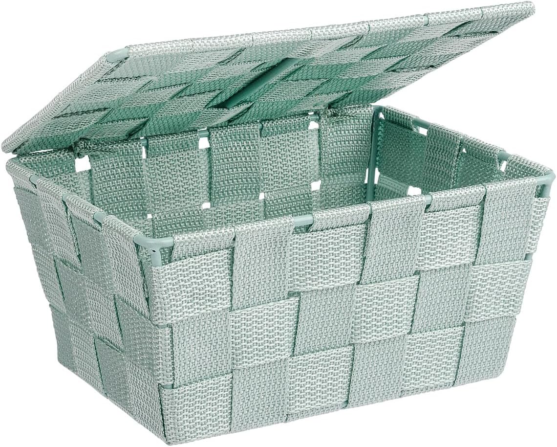 Wenko Storage Basket Adria with lid in Grey, PP, 19 x 14 x 10 cm