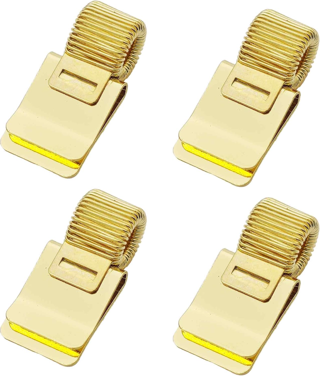 4Pcs Gold Metal Pen Clip Holder, Adjustable Single Spring Loop Pen Pencil Organizer Attachment for Notebook Clipboard Planner Journal Office School Supplies (Transverse Style)