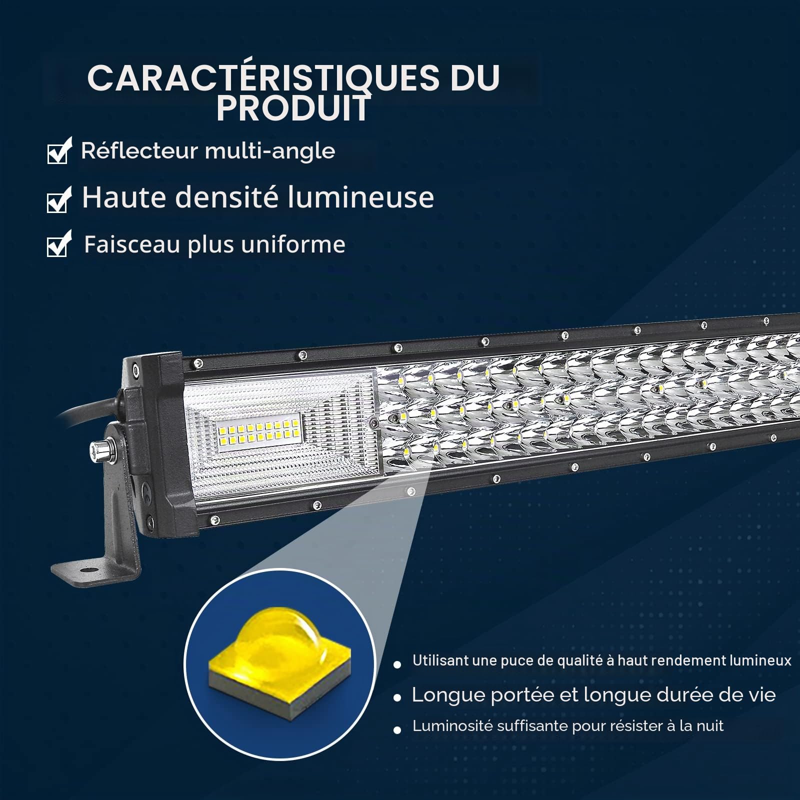 SKYWORLD Barre Led Incurvée 52 Pouces 130 cm 675W Longue Portée | Triple Rangée Rampe eclairage Led Bar 12V 24V, Etanche Barre Lumineuse pour 4x4 Offroad Véhicule Voiture Camion SUV UTE ATV
