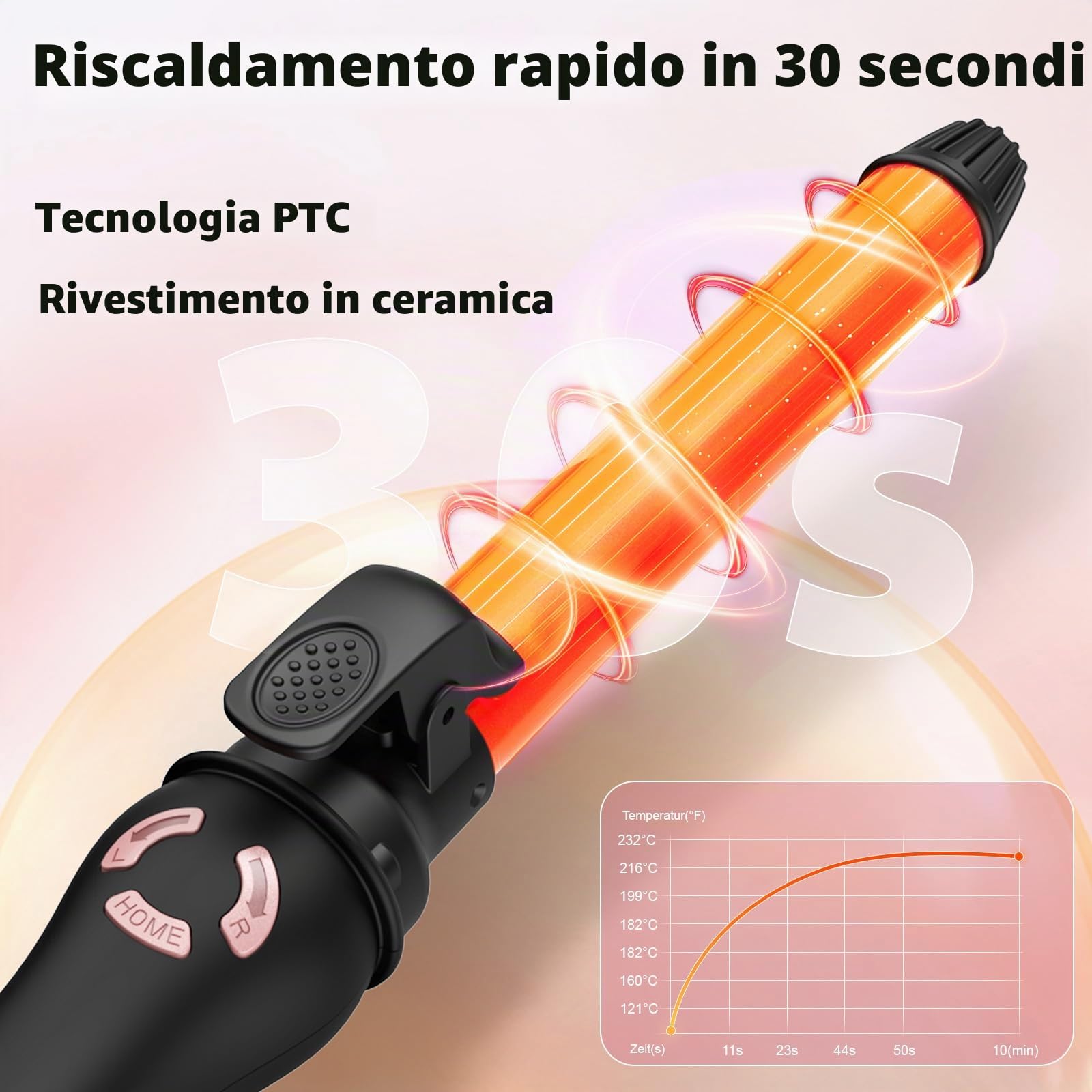 Arricciacapelli Automatico 25mm - Ferro Arricciacapelli per Tutti i Tipi di Capelli, Rapido e Senza Sforzo con Riscaldamento Veloce, Doppia Velocità e Display LCD 120°C-230°C per Onde Beach Durature