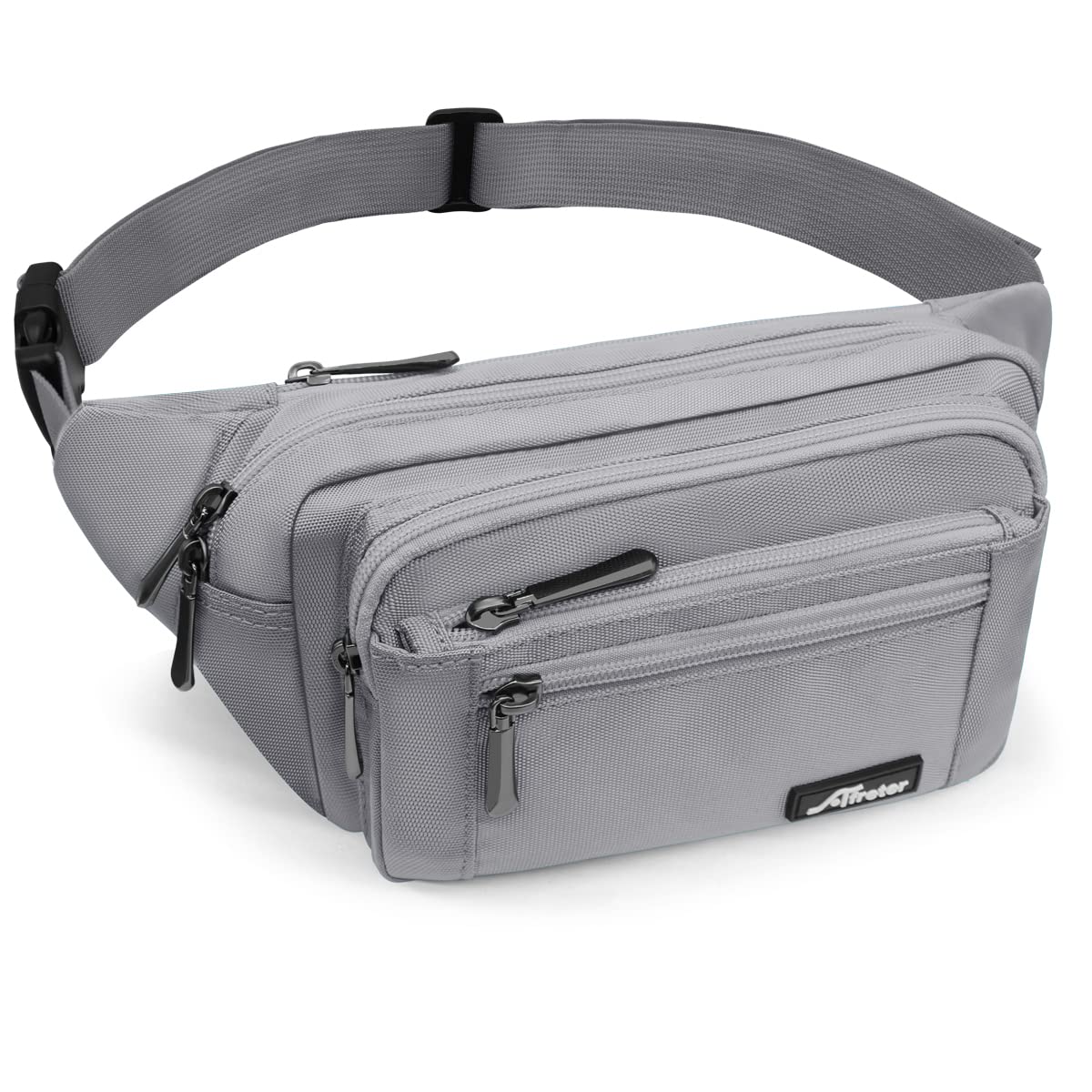 HNOOM Bum Bag for Men and Women Fashion Belt Bag with Rain Cover Large Neck Pouch Nylon Men's Sports Bag Outdoor Travel Hiking Running Jogging Dog Training, gray, standard size, Leisure โ image 1