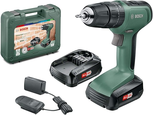Bosch Cordless Combi Drill UniversalImpact 18 (2x Batteries, 18 Volt System, in Carrying Case)