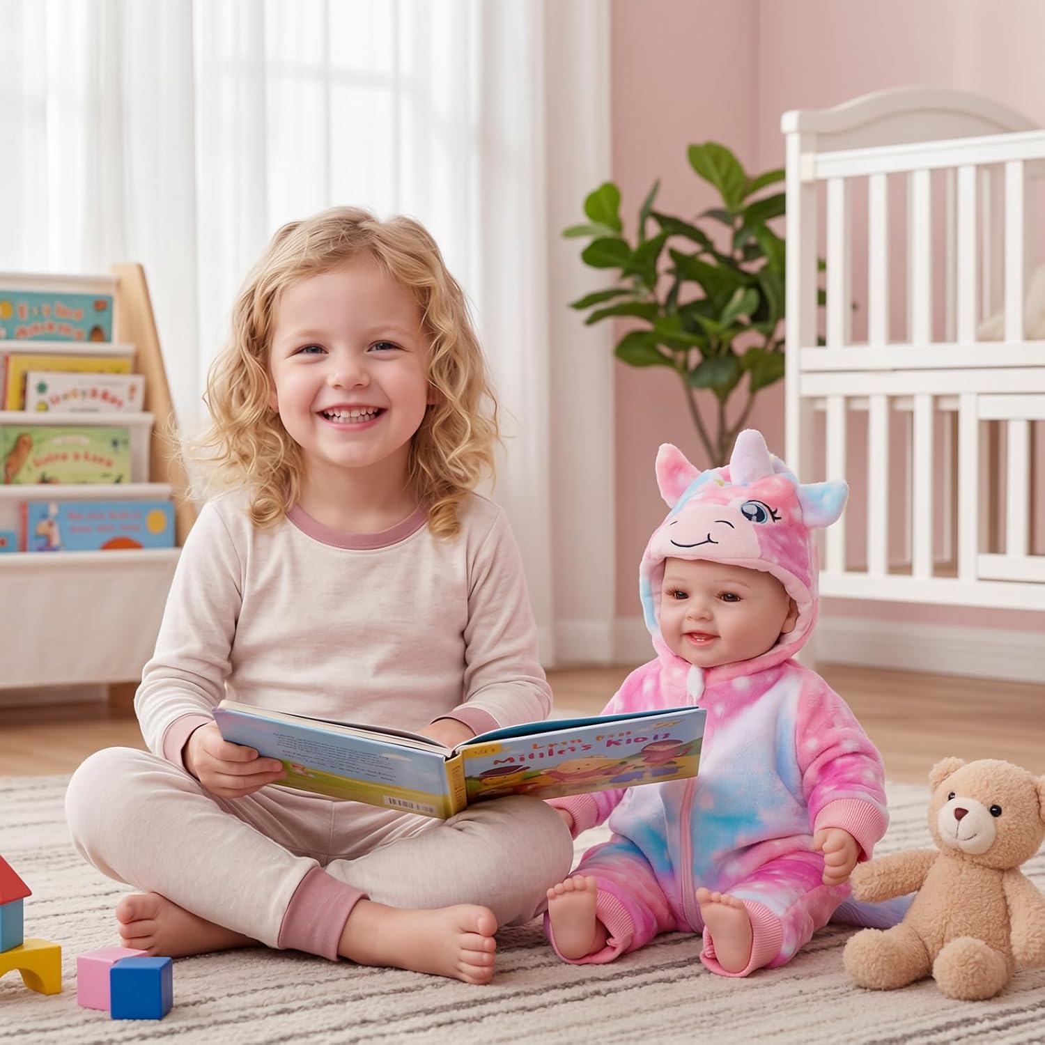 BABESIDE Lightweight Baby Doll Set – 15" Realistic Soft Doll for Girls, Easy to Carry & Hug – Pretend Play & Gift