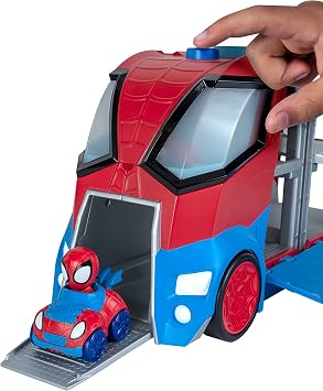 Marvel Spidey and his Amazing Friends Web Transporter Feature Vehicle, Lights & Sounds - Includes 3 Amazing Mini Vehicles, Unisex