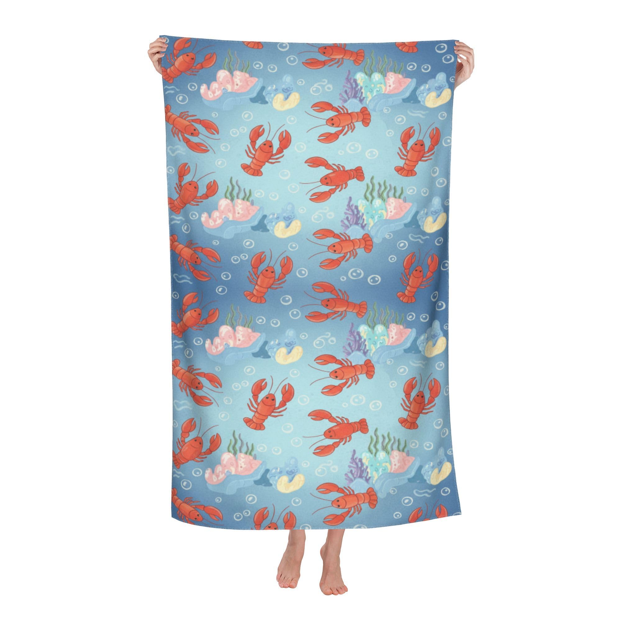 peiyeety Lobster Soft Bath Towels Absorbent Bathroom Towel for Beach Hotel Gym Spa Shower