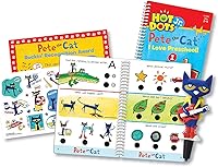 Vista 3 de Educational Insights Hot Dots Jr. Pete The Cat - Conjunto I Love Preschool con bolígrafo interactivo, libros de trabajo de matemáticas y lectura