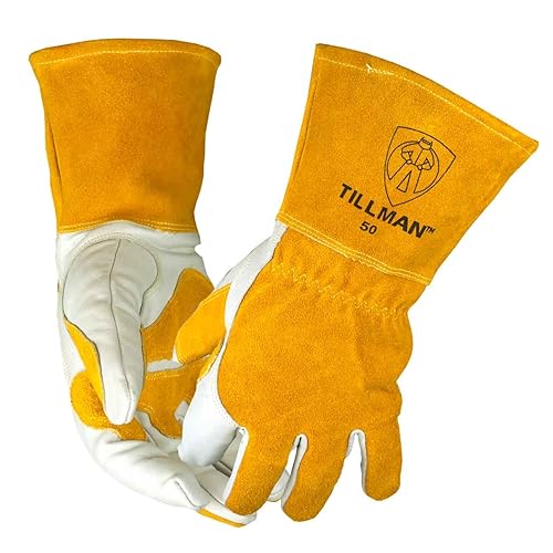 John Tillman and Co Tillman - Guantes de soldadura MIG con forro polar y forro polar de grano superior dorado de 7 pulgadas, con puño de 4 pulgadas