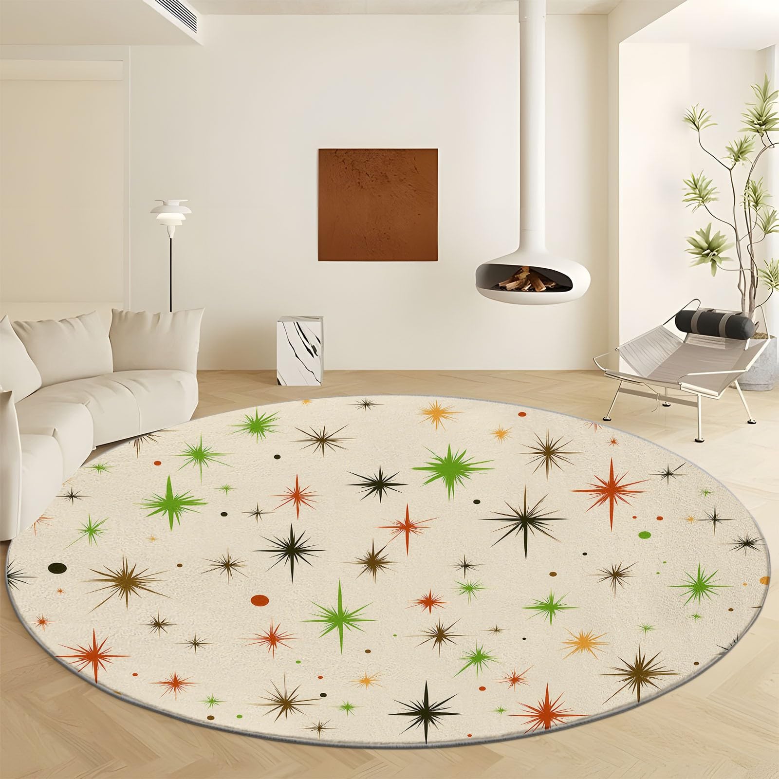 Tapis rond lavable en machine Ø 80 cm tapis antidérapant flanelle doux