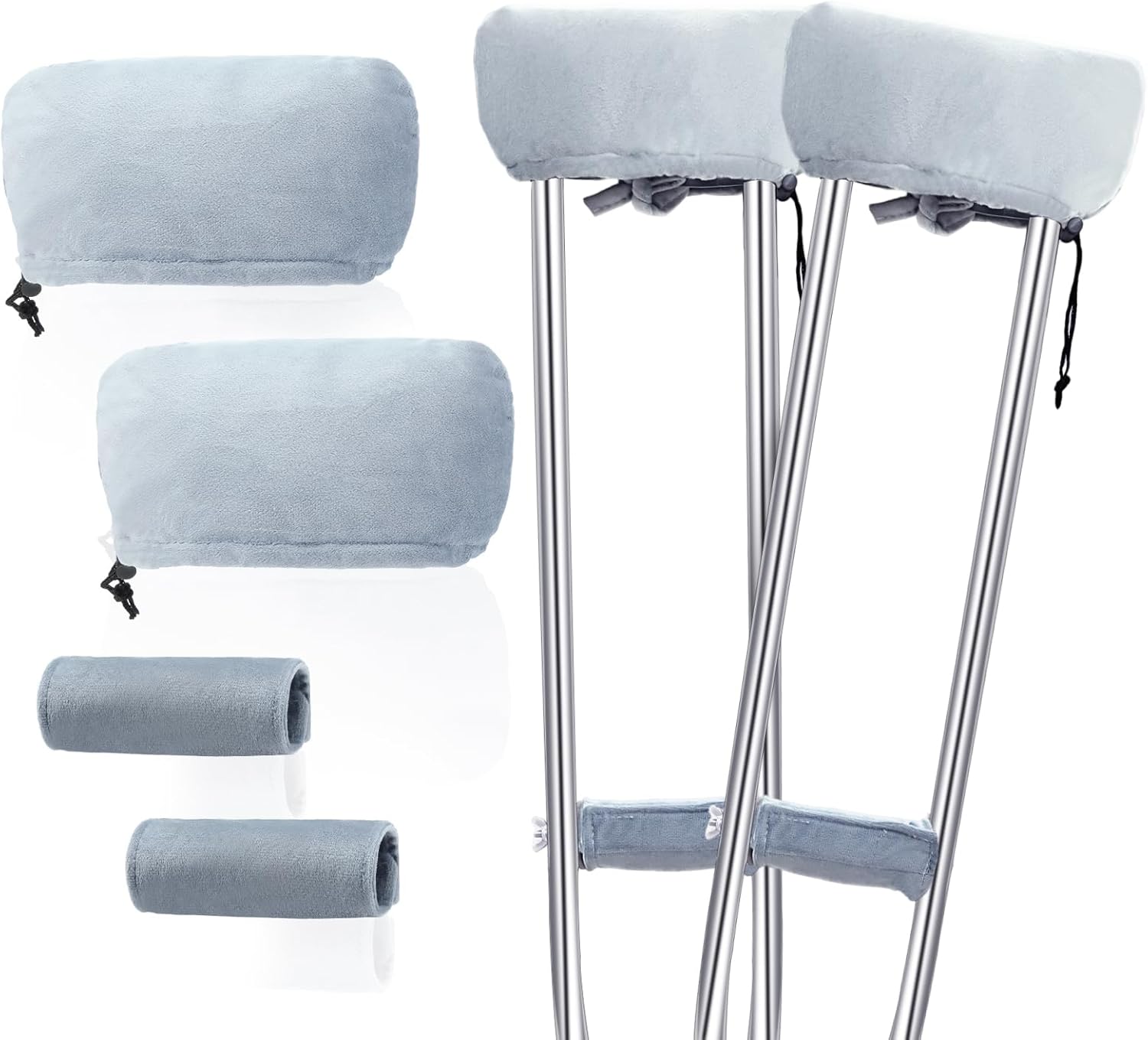 VitalCozy 4 Pcs Crutch Pads and Crutch Hand Grip Pad Gray