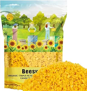 Cargen Yellow Beeswax Pellets- 430g (0.95lb) Bees Wax Pellets Triple-Filtered Organic Beeswax Pellets Cosmetic Grade for DIY Beewax Candles Skin Care Lip Balm Soap Lotion