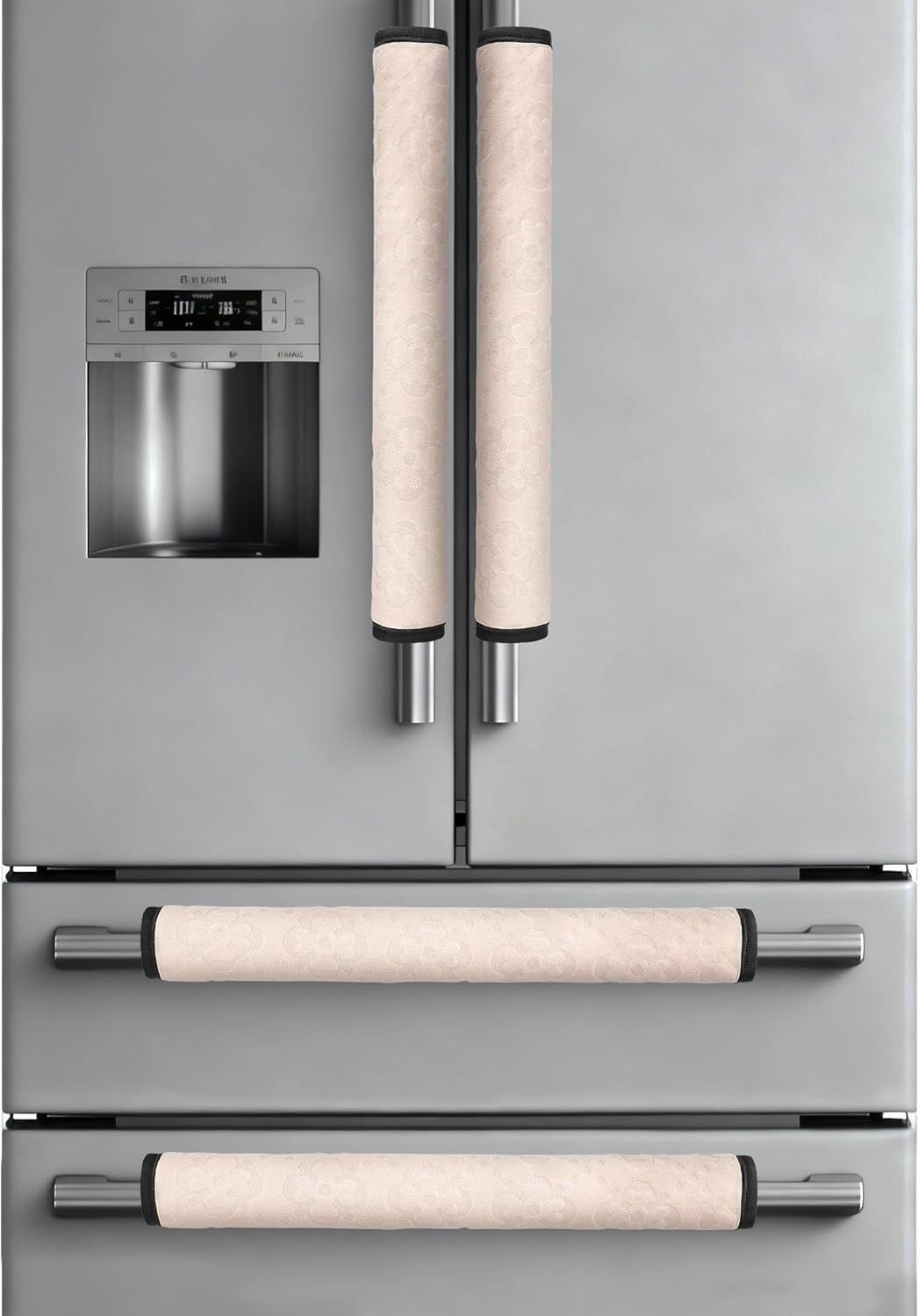 4 PCS Refrigerator Door Handle Covers, Non-Slip Fridge Door Handle Covers, Kitchen Appliance Decor Handles for Anti-Skid & Anti-Static, Microwave Oven Stove Dishwasher Handle Protector, Beige