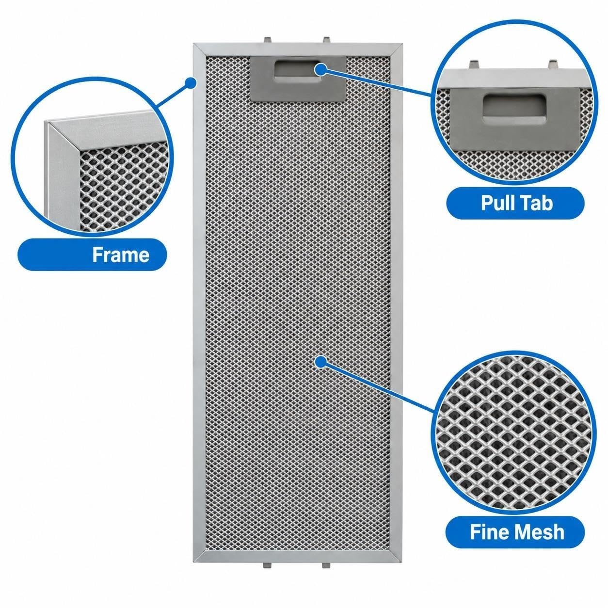Filtro de Campana Compatible con BALAY, Compatible con ELICA 185x455mm
