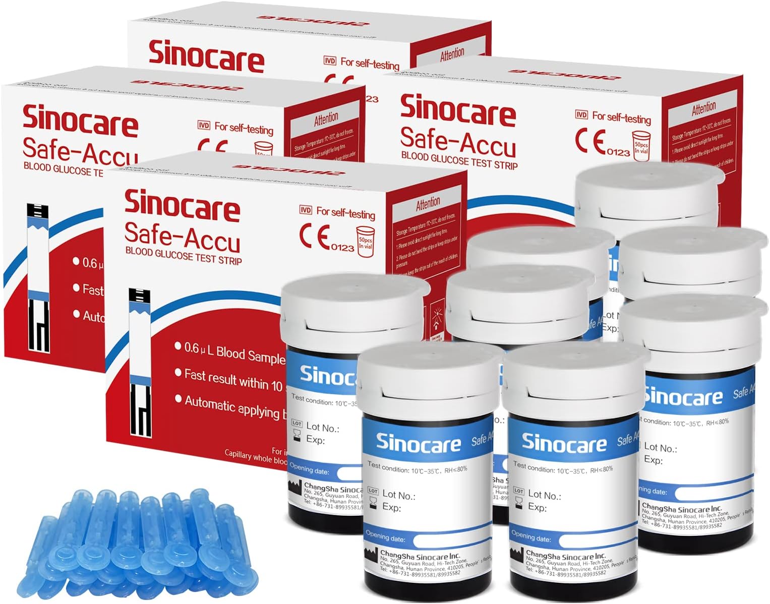 Sinocare Blood Glucose Test Strips x 200 Only for Safe Accu Blood Glucometer