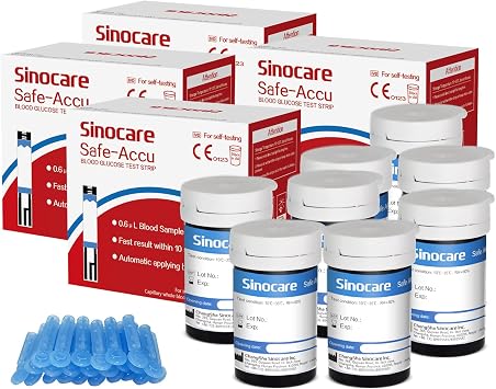 Sinocare Safe Accu Blood Glucose Test Strips 200 pcs | Diabetic Test Strips for Sinocare Safe Accu Blood Glucose Monitor only