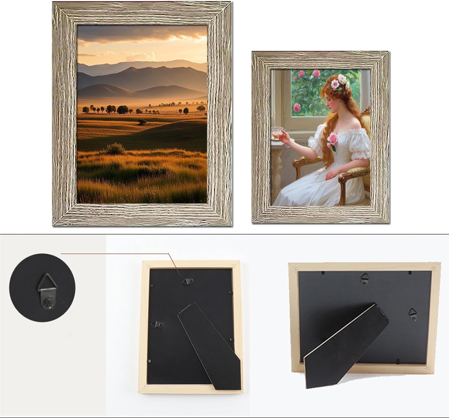 Pacome Picture Frames set with Two 11x14, Four 8x10, Four 5x7 Gallery Wall Frame Set,Collage Picture Frame,10Pack Farmhouse wood Photo Frames for living room Wall Gallery Decor or Desk,Grey