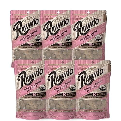Miniatura 8 de Rawmio Bayas de Goji cubiertas de chocolate, orgánicas, crudas, veganas, 70% chocolate negro, 2 onzas, paquete de 2